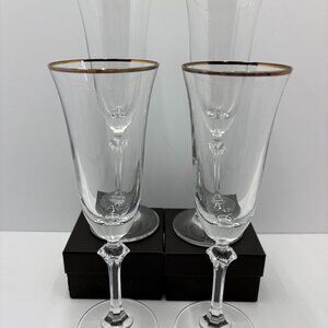 Set of 4 Vintage Tosca Gold Fluted Champagne Glasses by Oneida